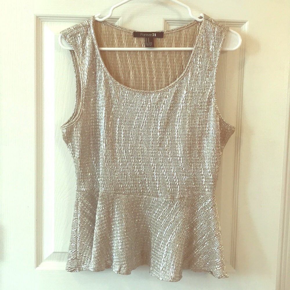 Gold crinkle Forever 21 blouse.